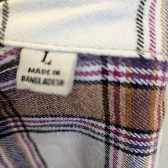 JACHS Girlfriend Plaid Cozy Flannel Pocketed Button Down Shirt Womens - Picture 6 of 10